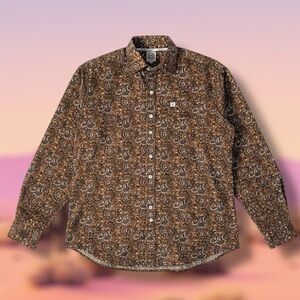 ✨Cinch✨ Brown Paisley Pattern Button Up Western Shirt